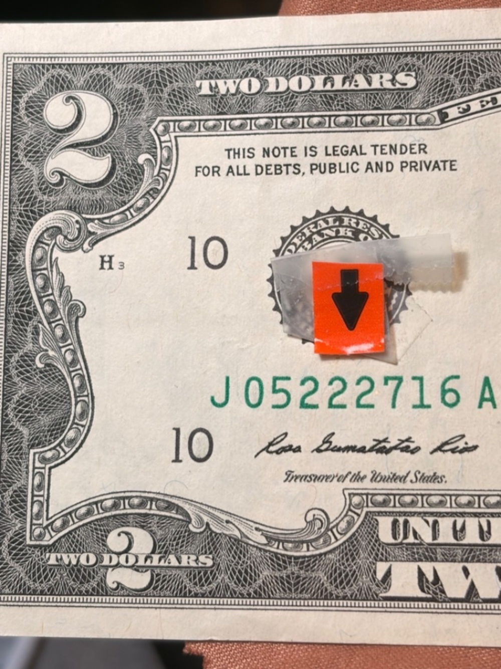 2013 $2 Fancy Triple 2s and Low Serial #J05222716A #206475914085